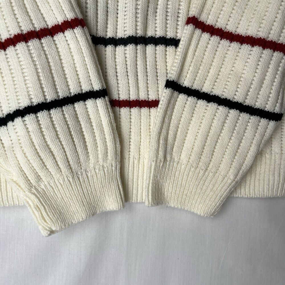 Sun River Clothing Co Pull Over Knit Sweater Women’s XL Red Black Ivory Stripes - Picture 8 of 12